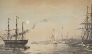 O iate real fora da noite de Margate do 5 de março de 1863, de um memorial do casamento de Edward VII e Alexandra de Dinamarca, bar. 1864 de English School
