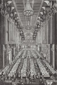 O banquete real em Guildhall em 9 de novembro de 1837 de English School
