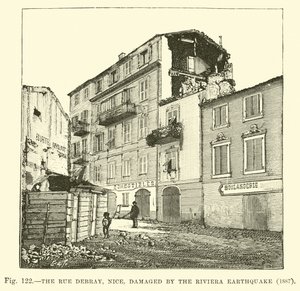 A Rue Debray, Nice, danificada pelo terremoto Riviera, 1887 de English School