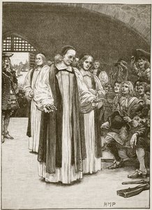 Os sete bispos que entram na torre, ilustração da história ilustrada de Cassells da Inglaterra (foto sépia) de English School