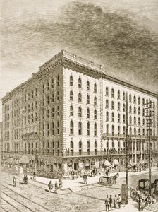 The Sherman Hotel, Chicago, em c.1870, da &39;American Pictures&39; publicado pela Religious Tract Society, 1876 de English School