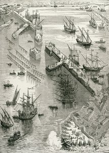 O Cerco de Rochelle, de A História da França, de Emile de Bonnechose, publicado pela Ward, Lock and Co, Londres de English School