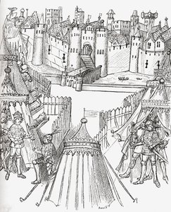 O cerco de Rouen, França, em 1418, de "Uma Breve História do Povo Inglês", de JR Green, publicado em 1893 de English School