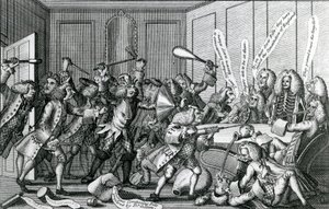 O Cerco de Warwick-Castle, ou A Batalha entre os Fellows e Licenciados, 1768 de English School