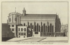 A perspectiva do sudeste da igreja do templo, Londres de English School