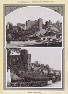A Vista Sudeste do Castelo Brecknock, Século XVIII; Castelo Brecon até hoje (litho) de English School