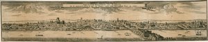 A perspectiva sul de Londres, após o grande incêndio de 1666 de English School