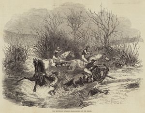 The Southgate Steeple Chase, Scene at the Brook (gravura) de English School