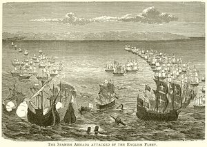 A armada espanhola atacada pela frota inglesa de English School