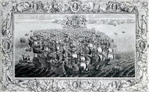 A Armada Espanhola, publicada por John Pine, 1739 de English School