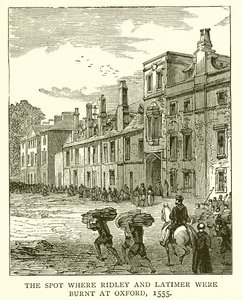 O local onde Ridley e Latimer foram queimados em Oxford, 1555