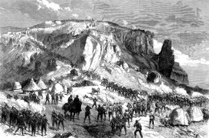 O Assalto de Magdala, no Domingo de Páscoa, 13 de abril de 1868, da Expedição Britânica à Abissínia, 1868 de English School