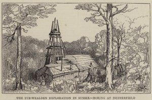 The Sub-Wealden Exploration in Sussex, Boring at Netherfield (gravura) de English School