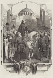 O Sultão prossegue para a Mesquita, em Constantinopla (gravura) de English School