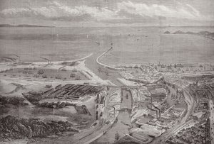 O porto e as docas de Swansea, de The Illustrated London News, 22 de outubro de 1881 de English School