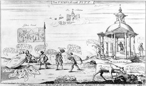 O Templo e Pitt, 1757 de English School
