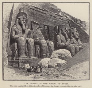 O Templo de Aboo Simbel, em Núbia (gravura) de English School