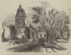 The Temple of Ram Swamee, um Posto Avançado do Campo Britânico antes de Delhi (gravura) de English School