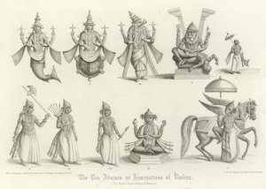 Os dez avatares ou encarnações de Vishnu de English School
