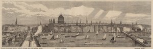 O Thames Embankment no lado norte do Tamisa do Palácio de Westminster até a Ponte Blackfriars de English School
