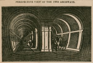O Thames Tunnel: vista em perspectiva dos dois arcos de English School