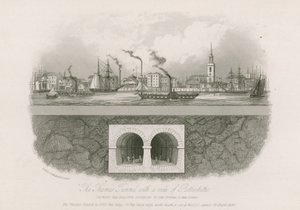 O Thames Tunnel com uma visão de Rotherhithe de English School