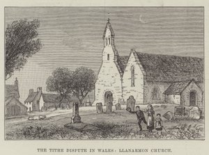 The Tithe Dispute in Wales, Llanarmon Church (gravura) de English School