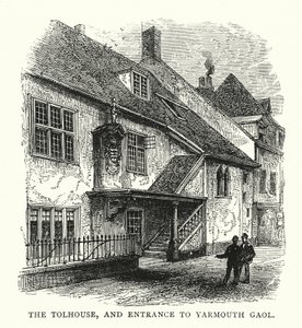The Tolhouse, e entrada para a prisão de Yarmouth (gravura) de English School