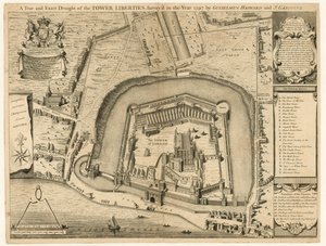 A Torre de Londres pesquisada em 1597 de English School
