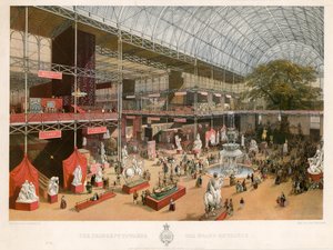 O transepto em direção à grande entrada, grande exposição, 1851 de English School
