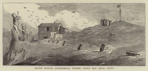 O Trânsito de Vénus, Esboços na Ilha Kerguelen (gravura) de English School