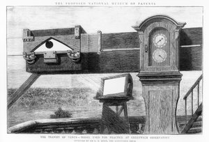 O trânsito de Vênus, o modelo usado para a prática no Observatório de Greenwich de English School