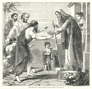 O Verdadeiro Rápido, dando Pão aos Famintos, Isaías LVIII (gravura) de English School