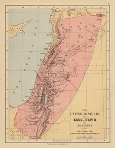 O Reino Unido de Saul, David e Salomão (litografia a cores) de English School