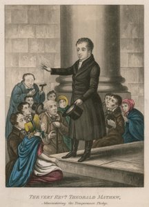 O reverendo Theobald Mathew administrando o juramento de temperança de English School