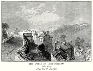 As muralhas de Londonderry (gravura) de English School