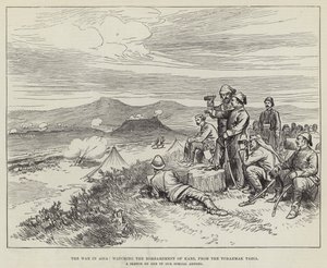 A Guerra na Ásia, assistindo ao Bombardeamento de Kars, da Tchakmak Tabia (gravura) de English School