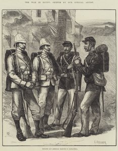 A Guerra no Egito, Marines ingleses e americanos em Alexandria (gravura) de English School