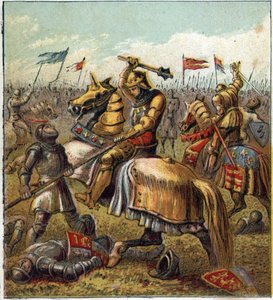 A Guerra das Duas Rosas (1455-1485): Batalha entre a Casa Real de York e o Maçon Real de Lancaster. Ilustração da Guerra Civil inglesa nascida da divisão dos sucessores do Rei Eduardo III (1327-1377) em dois ramos. A Guerra do Ros de English School