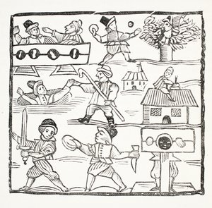 O viajante de Welch, ou o Welchman infeliz por Humphrey Cornish, ilustração dos Chapu-livros do século XVIII por John Ashton, bar. 1882 de English School