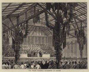 O Eisteddfod Nacional Galês em Bangor (gravura) de English School