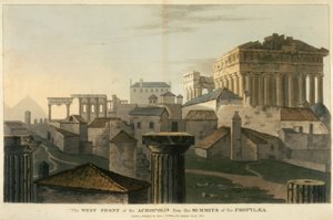 A frente ocidental da Acrópole a partir dos cumes da Propileia, ilustração de "A journey through Albania, and other provinces...to Constantinople, during the years 1809-1810" de J.C. Hobhouse de English School