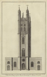 A perspectiva ocidental da igreja paroquial de St Michael, Cornhill, Londres