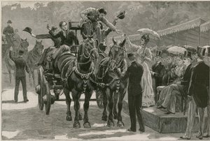 O desfile de carthorse de Whit Monday no Regents Park; Princesa pode apresentar os distintivos de English School