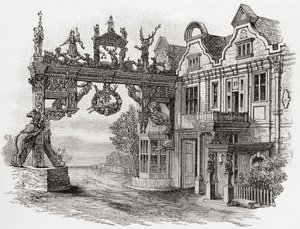 O White Hart Inn, Scole, Norfolk no século 17, de "Uma Breve História do Povo Inglês" por JR Green, publicado em 1893 de English School