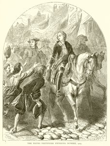 O jovem pretendente entrando em Dundee, 1715 de English School
