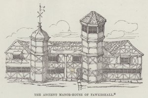 A antiga casa senhorial de Fawkeshall (gravura) de English School