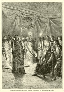 Os barões e prelados antes do rei John no Westminster Hall de English School
