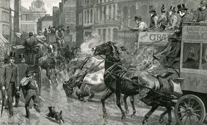 A batalha das ruas de Londres - Ludgate Hill em um dia escorregadio de English School