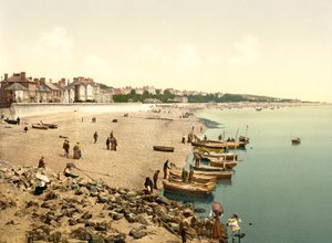 A praia, Exmouth (foto colorida à mão) de English School